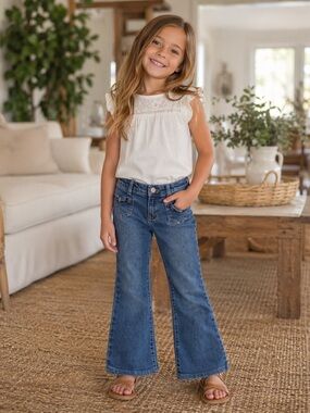 Gymboree Girls Flare Denim Jeans Size 7 | Blue Wash Boho Style